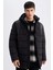 Slim Fit Dar Kesim Astarlı Kapüşonlu Fermuarlı Cepli Kışlık Parka C5712AX24WN 8