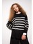 Relax Fit Yumuşak Dokulu Çizgili Bisiklet Yaka Triko Kazak Tunik S7517AZ24WN 8