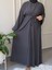Medine Ipeği Bel Bağlamalı Tesettür Model Büyük Beden Uyumlu Abaya Kollu Fadime Model Elbise 1