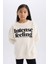 Kız Çocuk 2'li Takım Baskılı Sweatshirt Basic Düz Uzun Tayt A6808A824AU 14