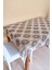 Dantel Görünümlü Üstü Şeffaf Kaplı Muşamba Masa Örtüsü -Krem Renk-Farklı Ölçülerde-Cftrnk 2