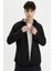 Slim Fit Dar Kesim Pamuklu Basic Düz Uzun Kollu Siyah Gömlek A4644AX24AU 6