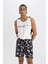 Fit Regular Fit Baskılı Esnek Dokulu Diz Boyu Sporcu Deniz Şortu B5994AX24HS 10