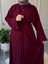 Medine Ipeği Bel Bağlamalı Tesettür Model Büyük Beden Uyumlu Abaya Kollu Fadime Model Elbise 4