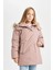 Kız Çocuk Çıkarılabilir Suni Kürk Yaka Kapüşonlu Parka C8515A824AU 11