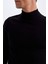 Siyah Slim Fit Dar Kesim Yarım Balıkçı Yaka Basic Düz Triko Kazak R1127AZ24WN 13