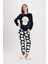 Fall in Love Pijama Takım Welsoft Pelüş Bisiklet Yaka Baskılı Uzun Kollu Üst Desenli Beli Lastikli Alt A3352AX24AU 7