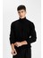 Siyah Slim Fit Dar Kesim Balıkçı Yaka Basic Düz Triko Kazak R1124AZ24WN 9