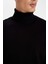 Siyah Slim Fit Dar Kesim Balıkçı Yaka Basic Düz Triko Kazak R1124AZ24WN 10