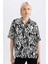 Oversize Geniş Kalıp Desenli Kısa Kollu Gömlek C8731AX24SM 6