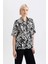 Oversize Geniş Kalıp Desenli Kısa Kollu Gömlek C8731AX24SM 8