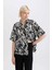 Oversize Geniş Kalıp Desenli Kısa Kollu Gömlek C8731AX24SM 9