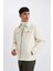 Slim Fit Dar Kesim Gömlek Yaka Fermuarlı İç Cepli Süet Mevsimlik Baharlık Ceket Mont A3254AX24AU 8
