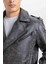 Su İtici Regular Fit Fermuarlı Cepli Suni Deri Ceket Mont C4862AX24WN 10