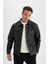 Su İtici Slim Fit Dar Kesim Gömlek Yaka Düğmeli Cepli Mevsimlik Hafif İnce Suni Deri Ceket Mont C4861AX24WN 8