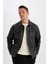 Su İtici Slim Fit Dar Kesim Gömlek Yaka Düğmeli Cepli Mevsimlik Hafif İnce Suni Deri Ceket Mont C4861AX24WN 10