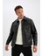 Su İtici Slim Fit Dar Kesim Gömlek Yaka Düğmeli Cepli Mevsimlik Hafif İnce Suni Deri Ceket Mont C4861AX24WN 11