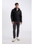 Su İtici Slim Fit Dar Kesim Kapüşonlu Pelüş Astar Fermuarlı Cepli Suni Deri Mont N9693AZ24WN 10