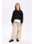 Kız Çocuk Wide Leg Geniş Bol Paça Pamuklu Cepli Bej Pantolon C8777A824AU 8