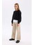 Kız Çocuk Wide Leg Geniş Bol Paça Pamuklu Cepli Bej Pantolon C8777A824AU 10