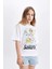 Kız Çocuk Baskılı Oversize Geniş Kalıp Kısa Kollu Tişört C5948A824HS 9