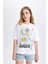 Kız Çocuk Baskılı Oversize Geniş Kalıp Kısa Kollu Tişört C5948A824HS 10