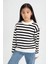 Kız Çocuk Çizgili Standart Fit Bisiklet Yaka Triko Kazak C6903A824AU 8