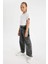 Kız Çocuk Wide Leg Kargo Cepli Geniş Bol Paça Jean Pantolon C8541A824AU 9