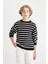Erkek Çocuk Bisiklet Yaka Çizgili Pamuklu Triko Kazak C2297A824WN 9