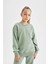 Kız Çocuk Relax Fit Bisiklet Yaka Pamuklu Basic Düz Okul Sweatshirt A2797A824AU 8