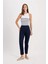 Sigaret Saten Kumaş Pantolon Lacivert Normal Bel Basic Düz Beli Lastikli Düz Paça J8743AZ24WN 8