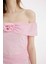 Bodycon Vücudu Saran Omuzu Açık Drapeli Pembe Tül Mini Abiye Elbise C8966AX24SM 11