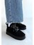 Siyah Süet Bağcıklı Kadın Düz Bot 2