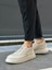 Bağcıksız Lastik Detaylı Triko Erkek Hi Sneaker Bej (Bej Taban) 1