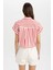 Crop Çizgili Kısa Kollu Poplin Gömlek C8748AX24SM 12