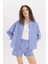 Oversize Geniş Kalıp Çizgili Poplin Uzun Kollu Gömlek C8751AX24SM 12