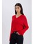 Relax Fit V Yaka Saç Örgülü Triko Kırmızı Kazak C9060AX24WN 12