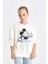Kız Çocuk Disney Mickey & Minnie Oversize Geniş Kalıp Bisiklet Yaka Sweatshirt C7353A824AU 7