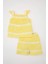 Kız Bebek 2'li Takım Çizgili Krinkıl Askılı Bluz Beli Lastikli Şort C9482A524SM 6