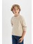 Erkek Çocuk Bej Bisiklet Yaka Basic Düz Triko Kazak C9468A824AU 8
