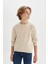 Erkek Çocuk Bej Bisiklet Yaka Basic Düz Triko Kazak C9468A824AU 9