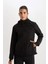 Fit Su İtici Rüzgar Geçirmez Slim Fit Dar Kesim Kapüşonlu Fermuarlı Cepli Polar Astarlı Softshell Mont C4951AX24AU 8