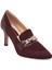 Bordo Hakiki Süet Deri Kadın Stiletto - K24S1AY67515-F90 1