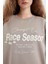 Loose Fit Bisiklet Yaka Baskılı Kalın Sweatshirt C7814AX24WN 14