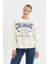 Loose Fit Bisiklet Yaka Baskılı Kalın Sweatshirt C7811AX24WN 9