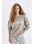 Loose Fit Bisiklet Yaka Baskılı Kalın Sweatshirt C7814AX24WN 12