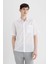 Relax Fit Yazlık Polo Yaka Pamuklu Kısa Kollu Beyaz Gömlek C7598AX24SM 8