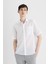 Relax Fit Yazlık Polo Yaka Pamuklu Kısa Kollu Beyaz Gömlek C7598AX24SM 9