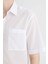Relax Fit Yazlık Polo Yaka Pamuklu Kısa Kollu Beyaz Gömlek C7598AX24SM 10