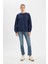 Oversize Geniş Kalıp Bisiklet Yaka Kalın Basic Düz Sweatshirt Y1346AZ24WN 8